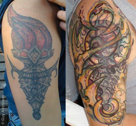 Tattoos - Dave, before and with marker drawing - 71519